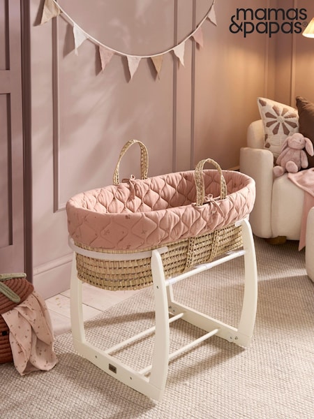 Mamas & Papas Pink Welcome To The World Wildflower Moses Basket (AA7528) | €135