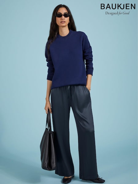 Baukjen Blue Monica Satin Wide Leg Trousers (AA7538) | €79