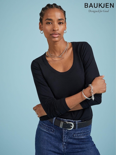 Baukjen Essentials Long Sleeve Scoop Neck Black Top with Lenzing™ Ecovero™ (AA7540) | 38 €