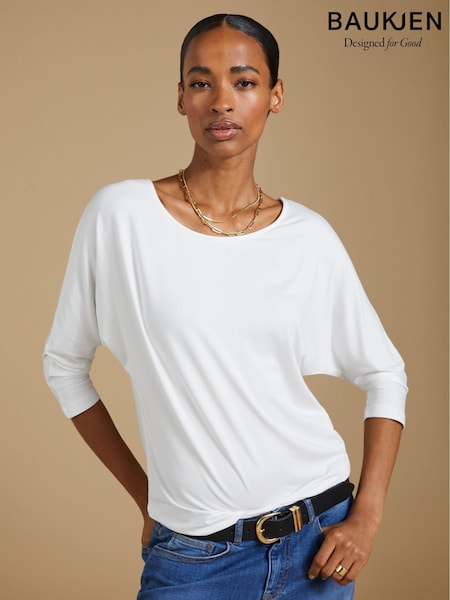 Baukjen Spenser Relaxed Boat Neck White Top (AA7547) | €106