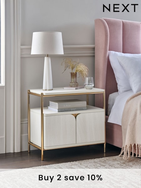 Light Evie Oak Effect Multi Bedside Table (AA7582) | €245