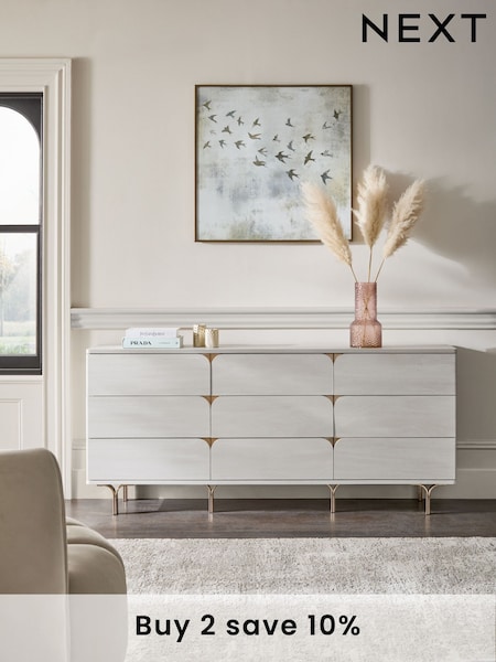 Light Evie Oak Effect 9 Drawer Chest of Drawers (AA7583) | €800