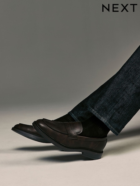 Brown Chunky Saddle Loafers (AA7599) | SGD 71