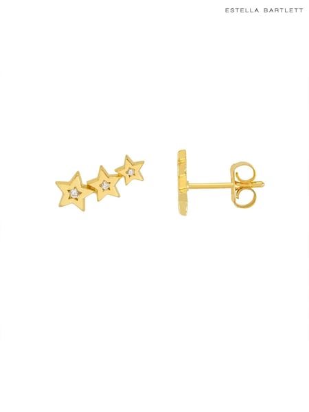Estella Bartlett Gold Tone Cubic Zirconia Star Stud Crawler Earrings (AA7636) | €38
