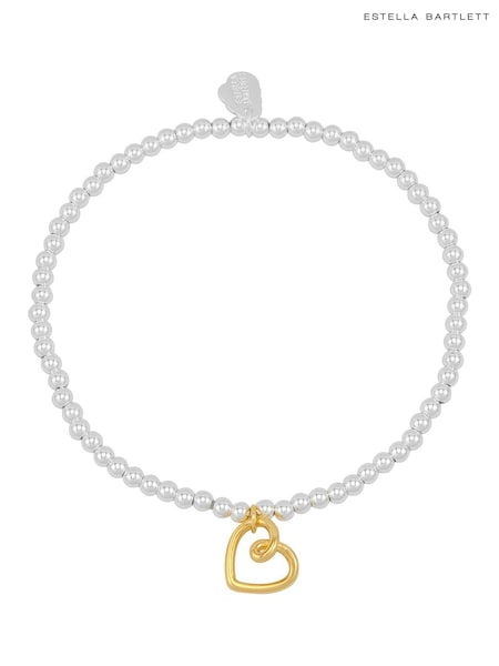 Estella Bartlett White/Gold Double Beaded Heart Connector Bracelet (AA7640) | €24