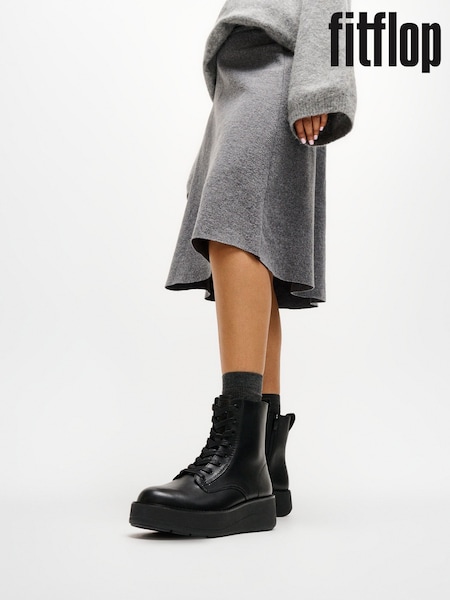 Svart - Fitflop Gen-ff Roam Leather Lace Up Boots