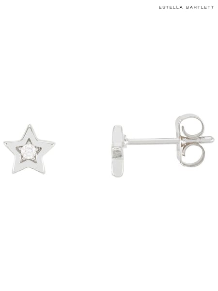 Estella Bartlett Silver Tone Cubic Zirconia Star Stud Earrings (AA7648) | €13