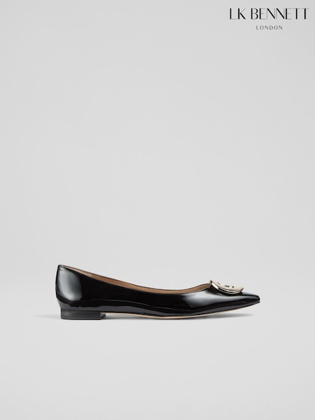 LK Bennett Lisette O Trim Pointed Black Flats (AA7656) | € 198