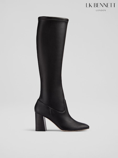 LK Bennett Carter High Block Stretch Knee Black Boots (AA7660) | AED1,394