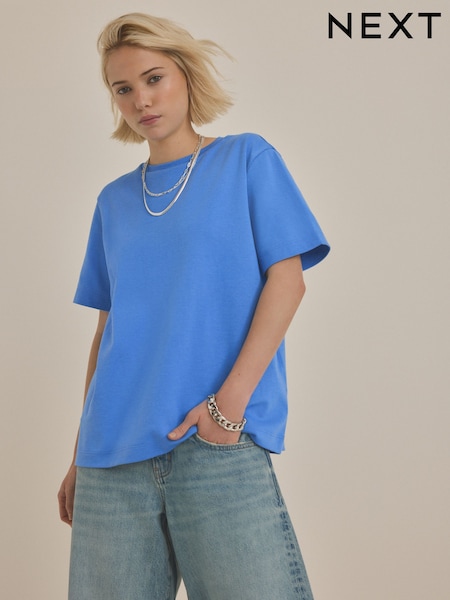 Bright Blue Heavyweight Short Sleeve Crew Neck T-Shirt (AA7687) | $24