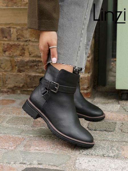 Linzi Edie Wide Fit Buckle Detail Ankle Boots (AA7699) | 313 LEI