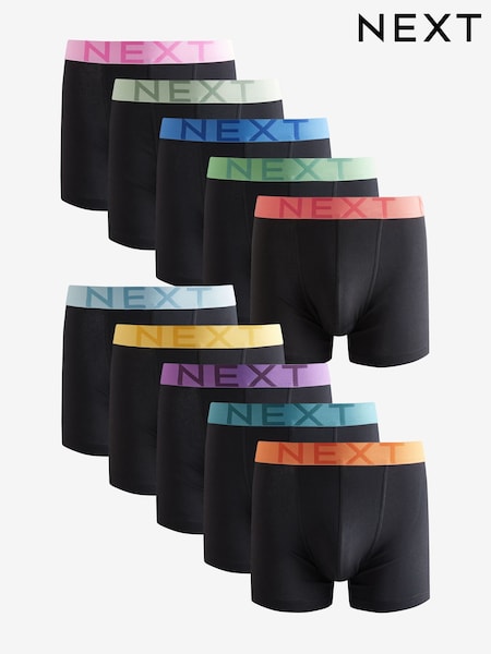 Black Bright Colour Waistband Rich Trunk Boxers 10 Pack (AA7703) | €53