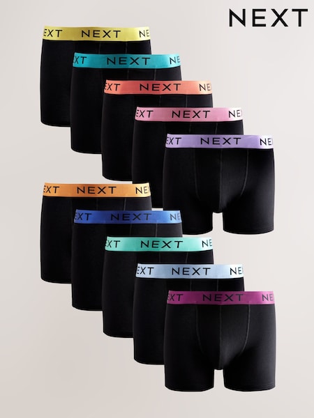 Black Bright Contrast Waistbands Trunks 10 Pack (AA7710) | LEI 311