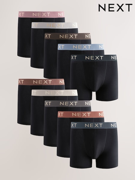 Black Pastel Texture Waistband Rich Trunk Boxers 10 Pack (AA7712) | €52