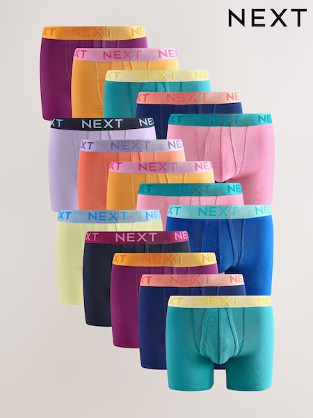 Bright Orange/ Pink/ Green/ Yellow Contrast 15 Pack A-Front Boxers (AA7716) | €80