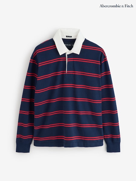 Albastru - Regular Abercrombie & Fitch Stripe Rugby Shirt
