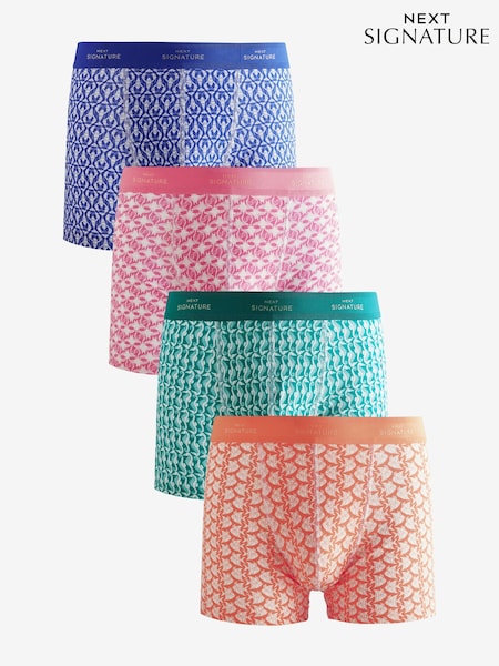Printde vida marinha brilhante - Signature Cotton Rich Boxers 4 Pack (AA7729) | R$ 250