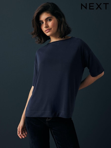 Marineblau - Relaxed Fit Premium Modal Boxy T-Shirt (AA7750) | 35 €