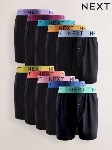 Schwarz, farbenfroher Taillenbund - 10er-Pack - Loose Boxershorts 5 er-Pack (AA7833) | 67 €