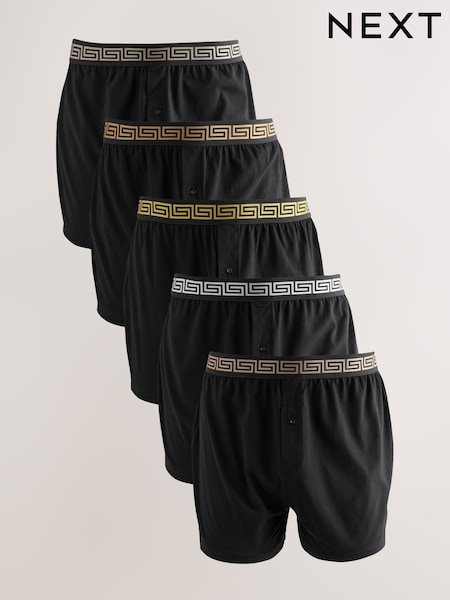 Black Metallic Waistband 5 Pack Loose Boxers 5 Pack (AA7843) | AED127