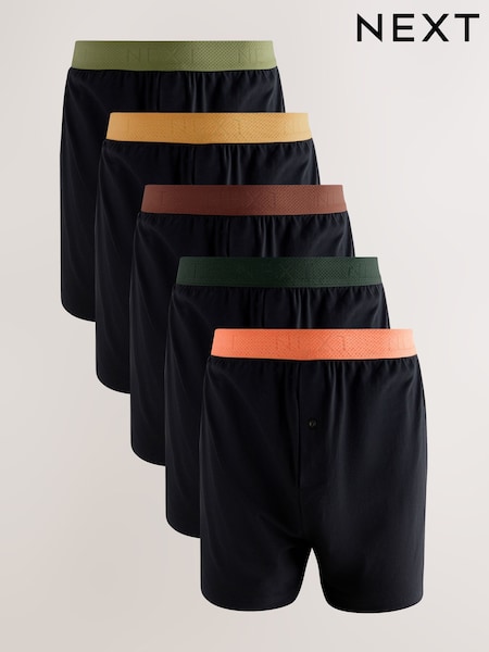 Schwarz, Blau/Grün/Orange, Bund - 5er-Pack - Loose Boxers (AA7854) | 43 €