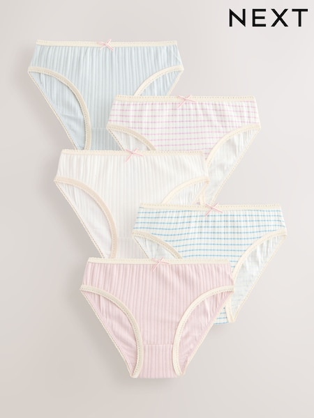 Cream Stripe Bikini Briefs 5 Pack (5-16yrs) (AA7917) | €17.50 - €22.50