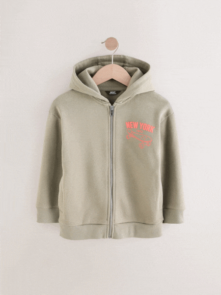 Колір хакі - Zip Through Graphic худі (3-16р.) (AA7966) | 700 грн - 906 грн