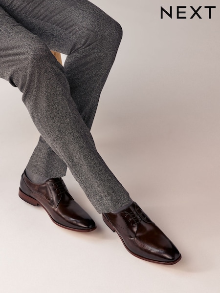 Brown Leather Derby Shoes (AA7983) | 322 QAR
