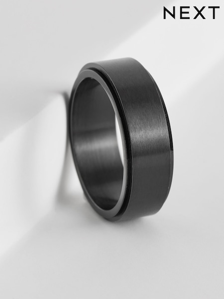 Stainless Steel Spinner Black Ring (AA8108) | 119 LEI