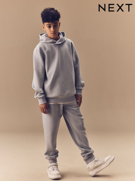 אפור - Smart Popper Neck Hoodie And Joggers Set (3-16yrs) (AA8114) | ‏134‏₪ - ‏168‏ ₪