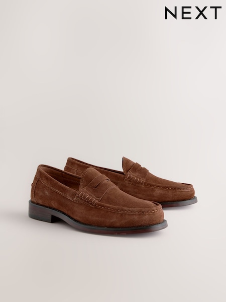 Tan Brown Standard Fit Suede Penny Loafers (AA8121) | 1,857 UAH