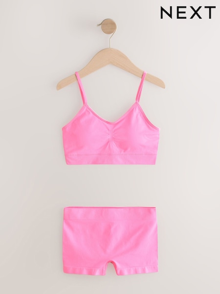 Pink Seamfree Crop Tops And Shorts 2 Pack Set (7-16yrs) (AA8140) | €15