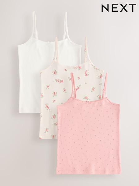 Pink Strappy Printed Cami Vests 3 Pack (1.5-16yrs) (AA8177) | kr150 - kr217