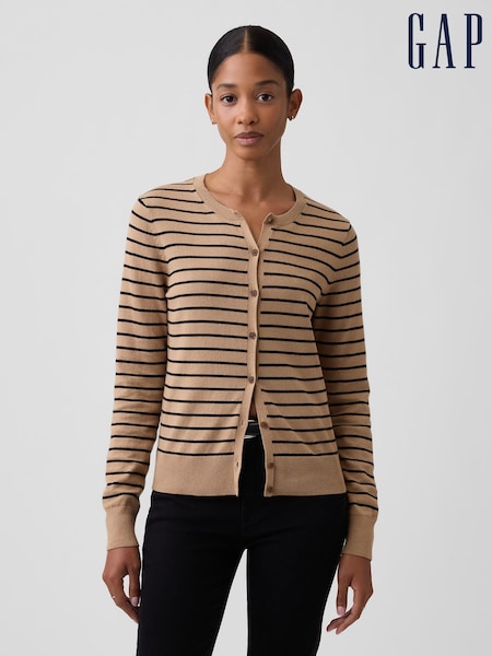 Brown Stripe - Gap Crew Neck Cardigan