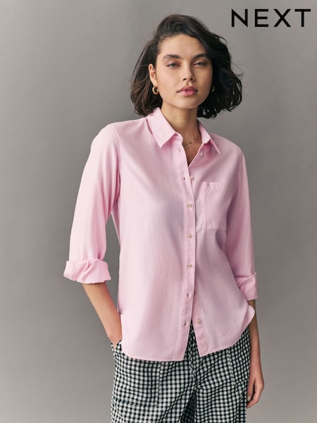 Blush Pink Relaxed 100% Cotton Button Down Casual Long Sleeve Shirt (AA8219) | BGN 75