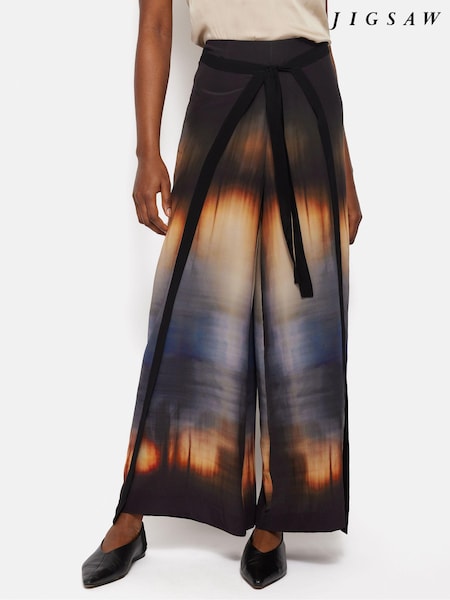Jigsaw Blue Modern Tie Dye Palazzo Trousers (AA8274) | €95