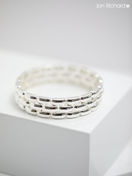 Jon Richard Silver Plated Polished Chain Stretch Bracelet (AA8293) | €36