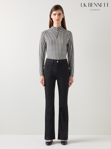 LK Bennett Millie  High Waist Patch Pocket Kickflare Black Jeans (AA8316) | €92
