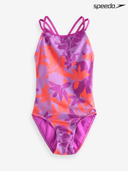 Speedo Pink Printed Twinstrap Swimsuit (AA8322) | €34