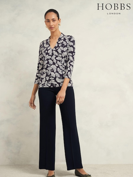 Cromo azul - Hobbs Aimee Printed Top (AA8395) | R$ 445