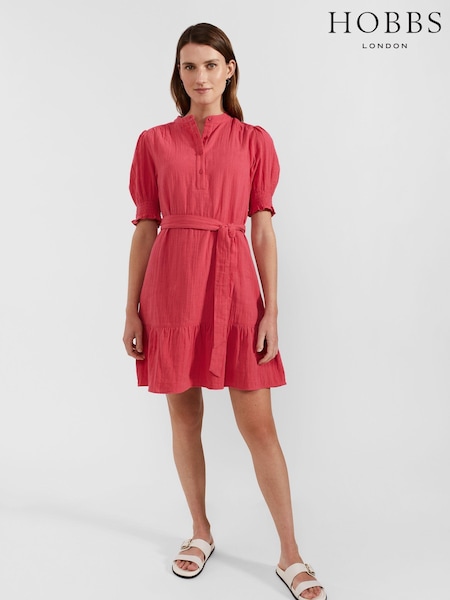 Hobbs Pink 100% Cotton Iza Dress (AA8396) | AED346