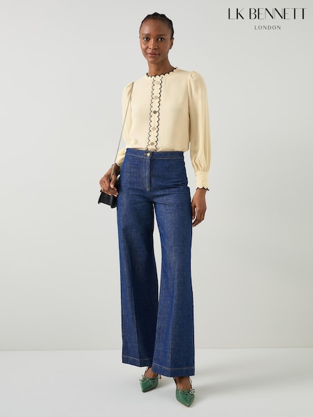 LK Bennett Cream Jemima Birch Blouse With Scallop Edge Detail (AA8419) | €158