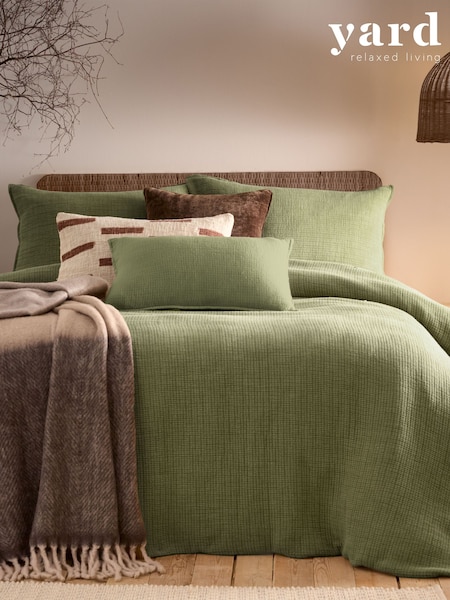 Yard Khaki Ribble Washed 100% Cotton Duvet Cover Set (AA8544) | €156 - €225