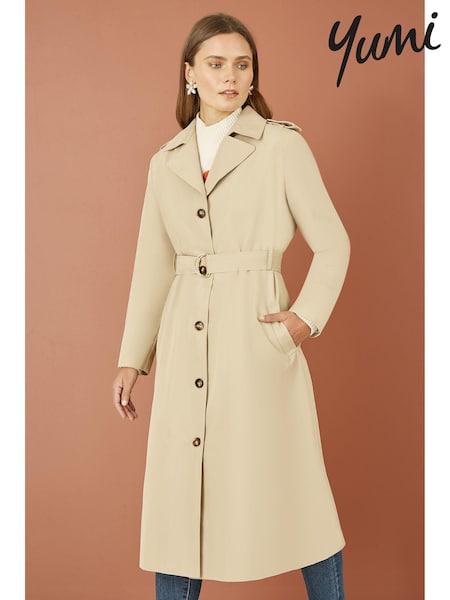 Yumi Brown Belted Long Trench Coat With Belt (AA8581) | €107