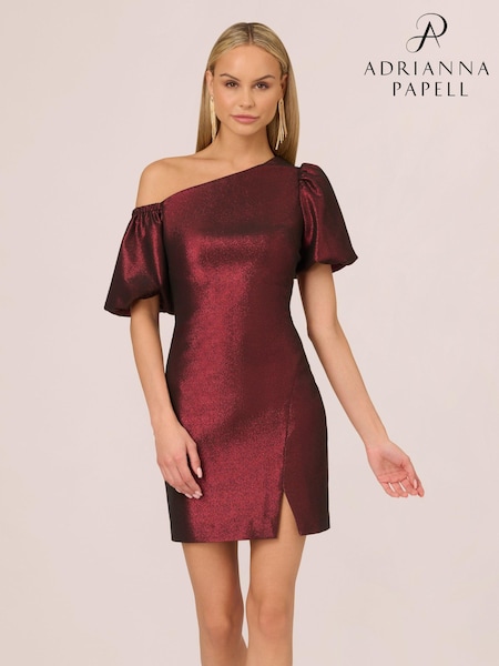 Adrianna by Adrianna Papell Mini Red Stretch Jacquard Dress (AA8648) | AED626