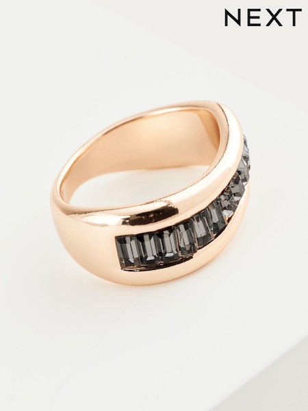 Guld ton - Wave Baguette Stone Ring (AA8651) | kr105