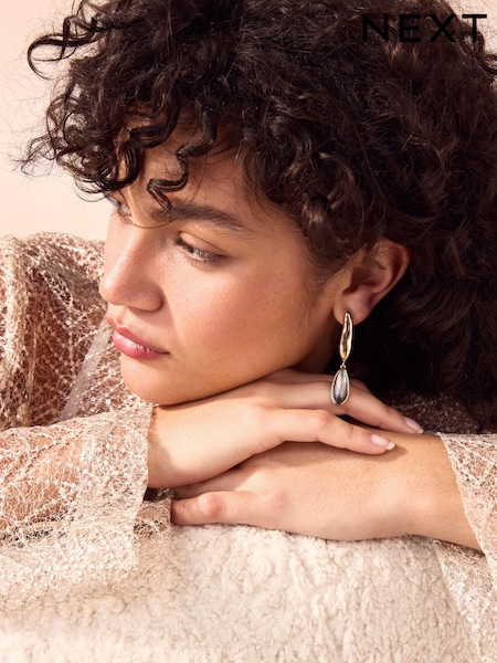 Gold Tone Shell Inlay Drop Earrings (AA8653) | €7
