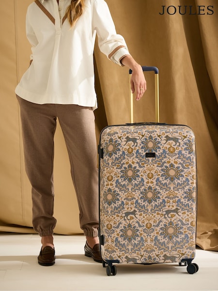 Joules Damask Print Large Four Wheel Hard Shell Suitcase (AA8667) | €285