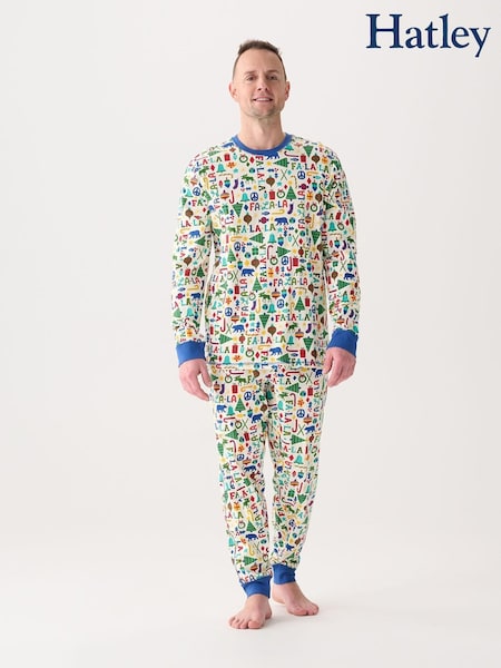 Hatley Mens Blue Falala Cotton Christmas Pyjamas (AA8709) | €63
