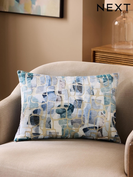Blue 100% Cotton Ria 40 x 59cm Abstract Velvet Cushion (AA8773) | €30